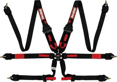 Racequip Rated 6 pt Camlock Hans Auto Racing Harness Set Pulldown 2in Lap Seat Belt Set