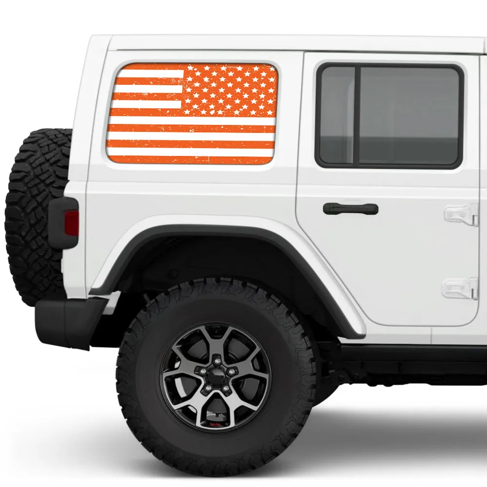 Distressed White & Orange Side Windows Printed Vinyl Decal product image