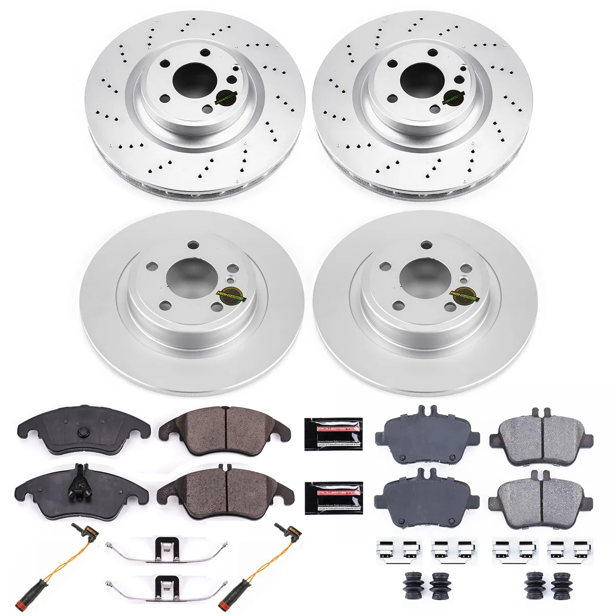Z23 Sport Geomet Coated Rotor Kit For European Vehicles: Genuine Geomet Fully Coated Rotors; Carbon-Fiber Ceramic Pads W/Hardware; Pad Sensors product image