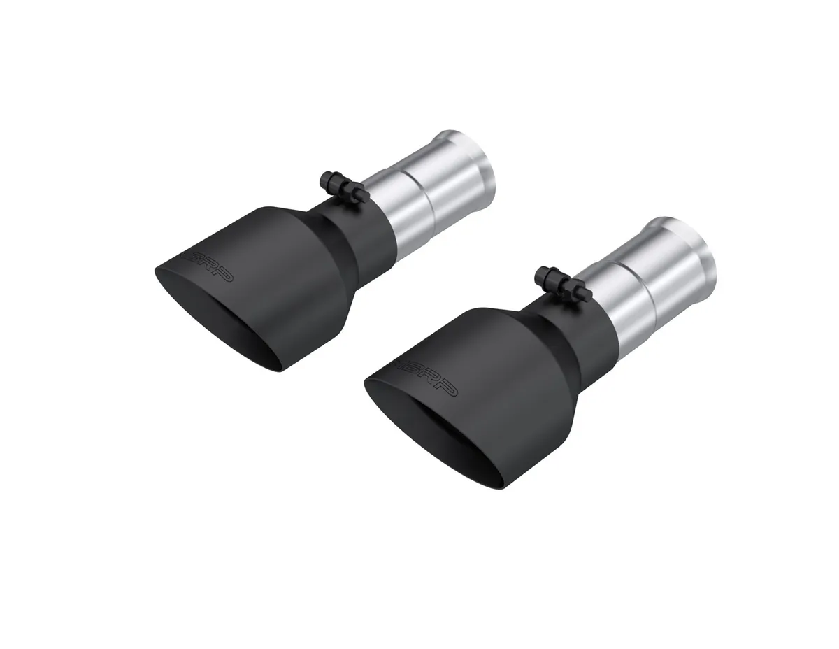 Armor BLK Exhaust Tip; 5 in. Outer Diameter; 3 in. Inlet Diameter; Dual Wall; Angle Cut; Sold In Pairs; Black Coated; product image