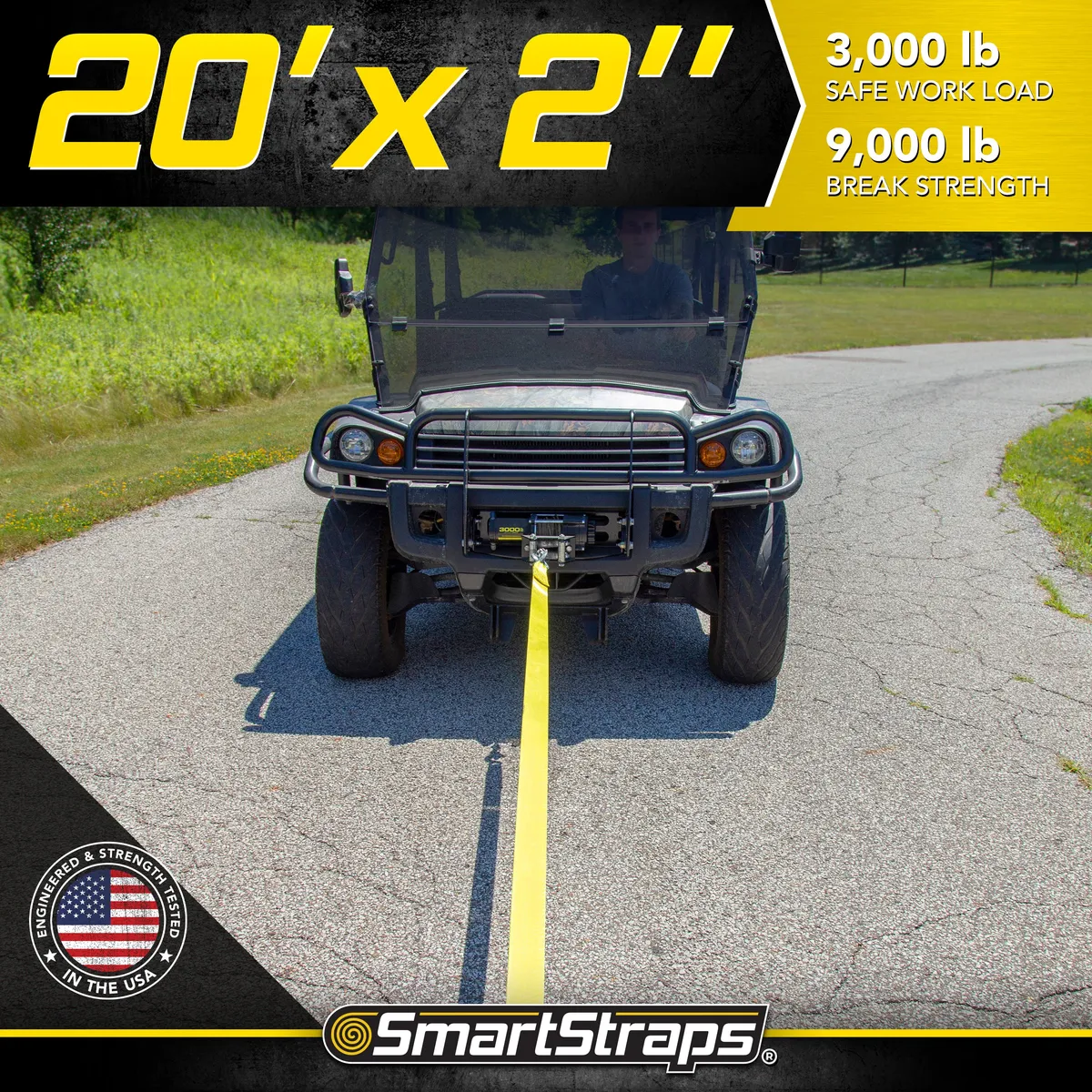 30ft 9000lb Tow Strap With Hooks 1 pk Yellow product image