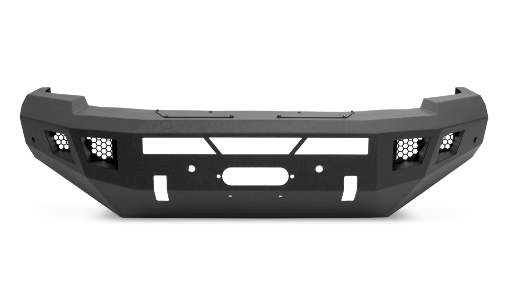 ECO-Series Front Winch Bumper; w/Subframe Winch Plate; 1/8 in. Steel Plate w/ 1/4 in. Winch Plate; Textured Black; product image