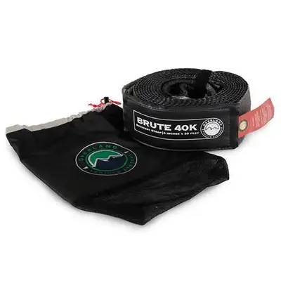 Overland Vehicle Systems Tow Strap 4 Inch x 20 Foot Grey With Black Ends and Storage Bag Overland Vehicle Systems