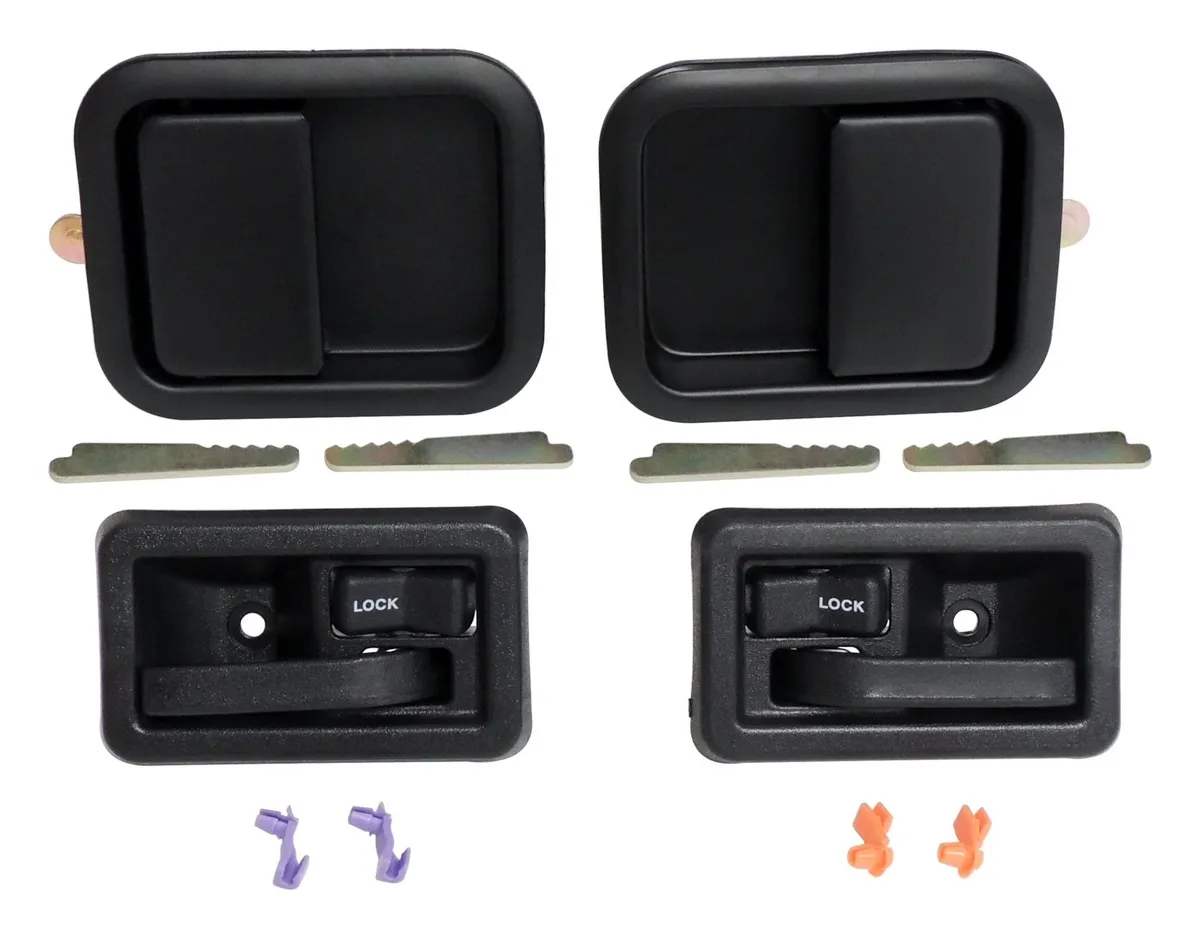 Door Handle Kit; Incl. Handles/4 Keepers/Lock Rod Clips; w/Full Steel Doors; Black; product image