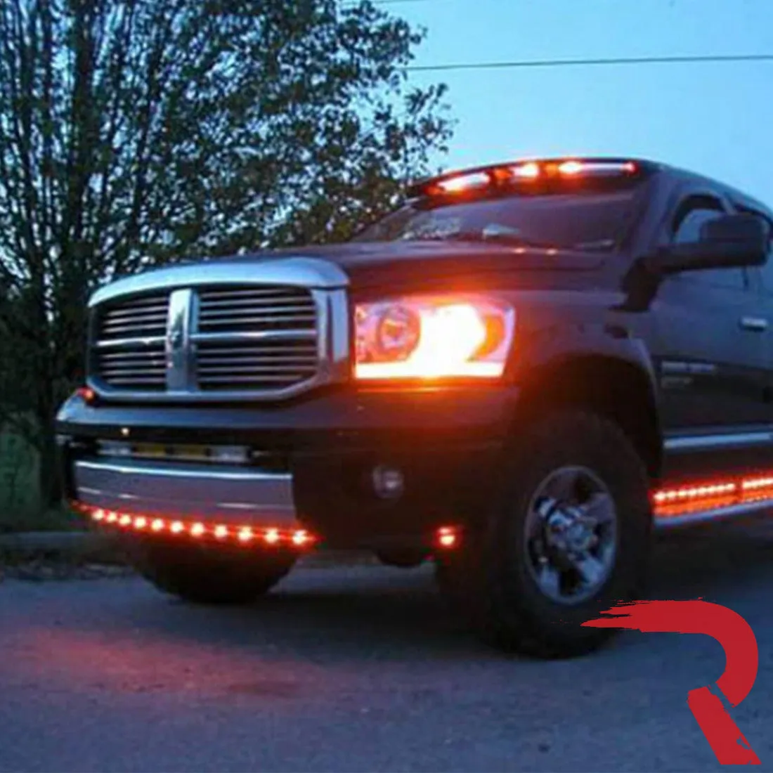 Universal Amber LED Front Lower Air Dam Light Kit with Smoked Lens and Black Bezel - 9pc Sequentially Connected LED Ligh product image