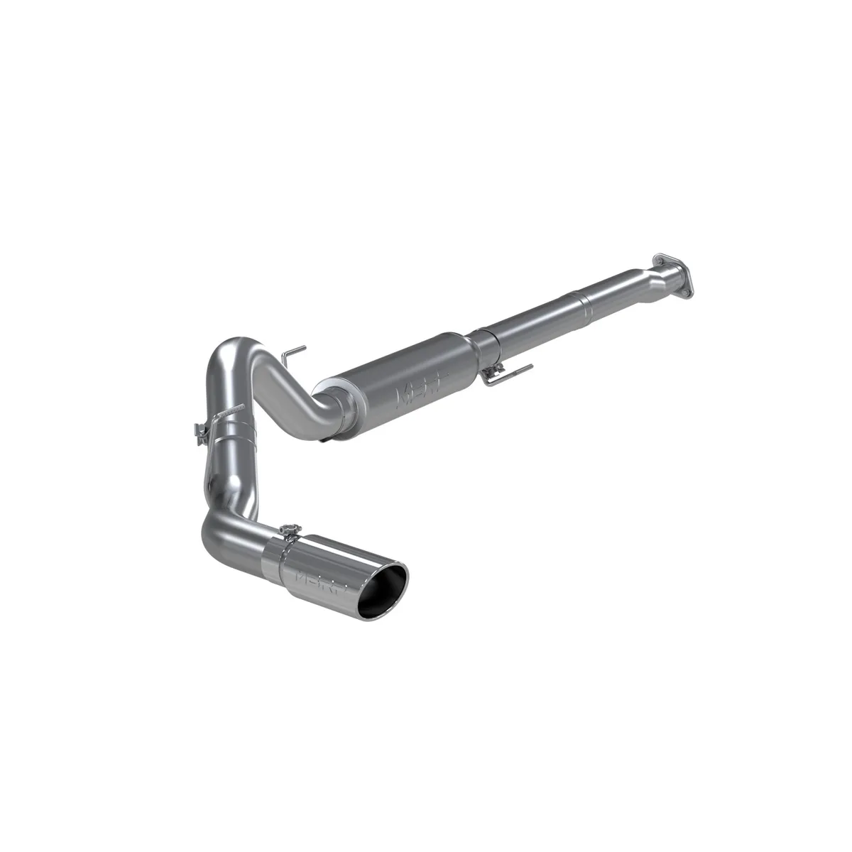 Armor Plus Cat Back Exhaust System; 4 in.; Incl. Front Pipe/Ext. Pipe/Muffler/Tailpipe/Hardware/5 in. OD Tip; Single Side Exit; T409 Stainless Steel; product image