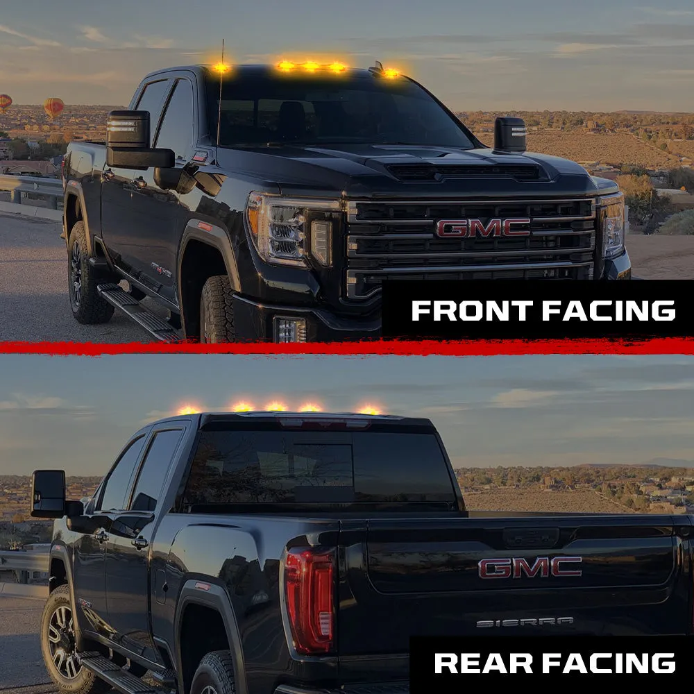 Gmc Chevy 20-23 4th Gen Body Style Heavy-Duty 3-Piece Set Amber Cab Roof Light Lens With 2-Way Forward Rear Facing Amber Ultra High-Power Leds - Includes Complete Wiring Kit For Installation on Truck That Did Not Come With OEM Installed Cab Roof product image