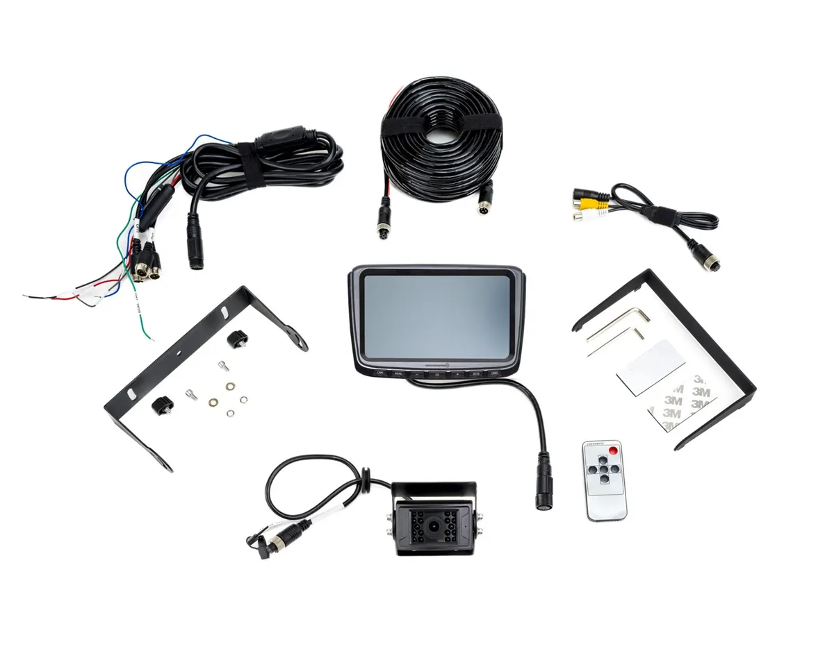 Heavy Duty Vision System W/7 In. Ahd Monitor; 7 In. 4-Channel Dvr W/Trigger Wires; up to 256g sd Card; 4 Pin Aviation Connection; Incl. Fltw-1000 Camera And 20m 4 Pin Harness; product image