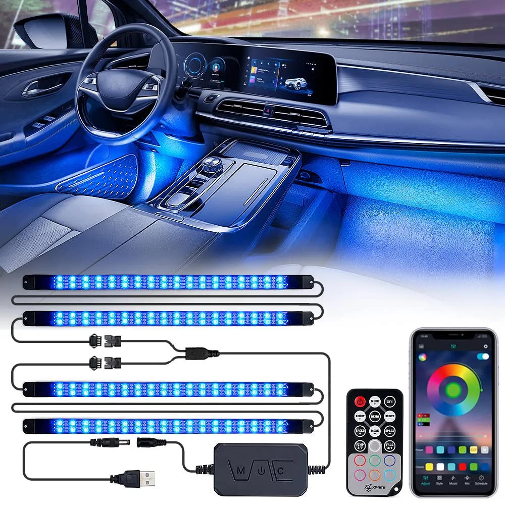 Xprite 4PC Celestial Series Double Row RGB LED Interior Car Light Set - Bluetooth and Remote Control product image