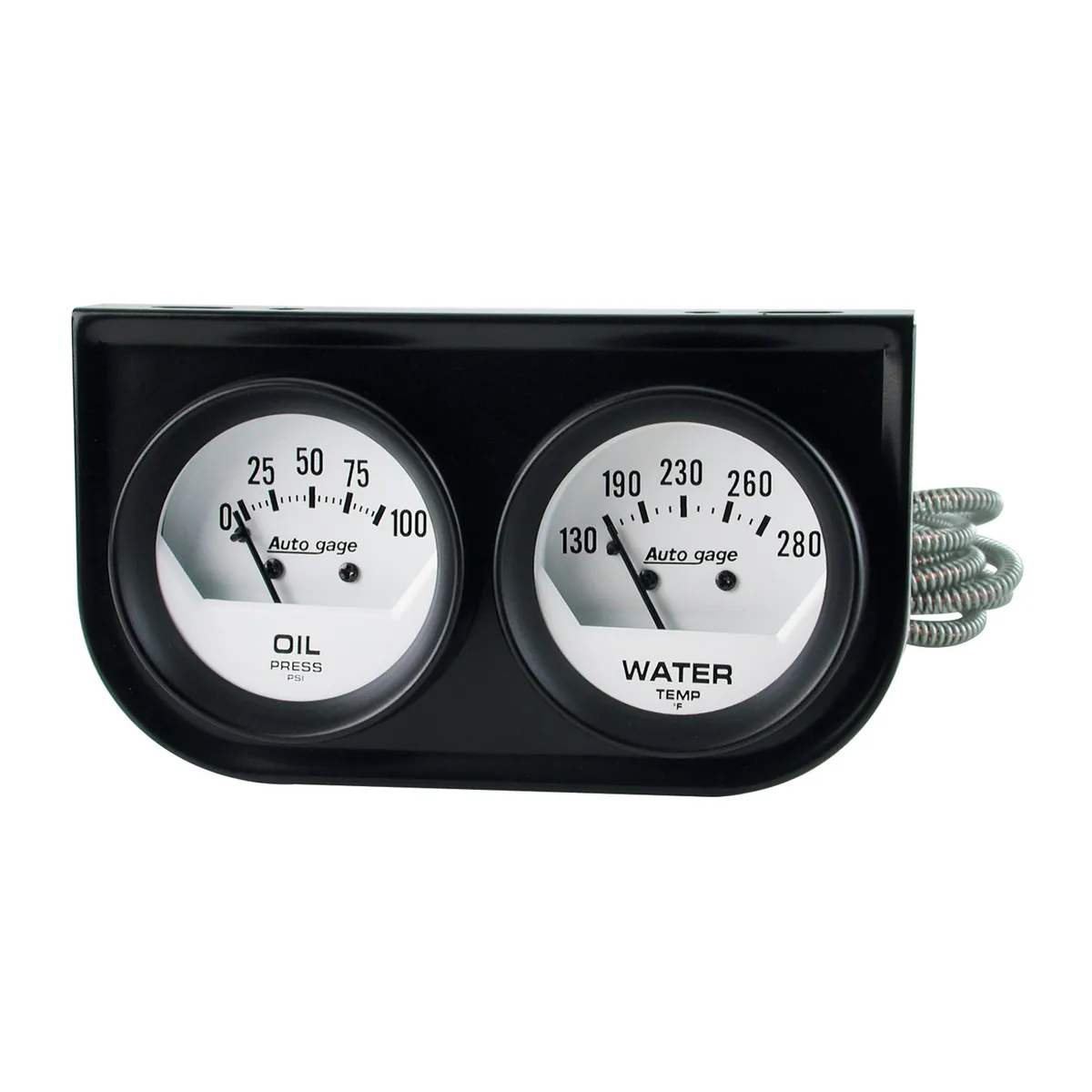 Autometer 2323 Gauge Console, Oilp/Wtmp, 2, 100psi/280?f, Wht Dial, Blk Bzl, Autogage product image