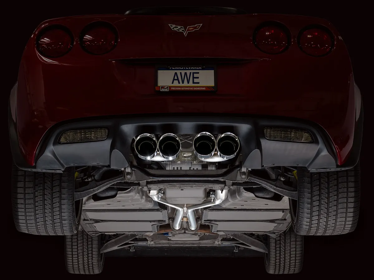 AWE Touring Edition Axleback Exhaust for C6 Chevrolet Corvette 6.0L (2005-2007) and 6.2L (2008) - Diamond Black Tips 3015-43660 product image