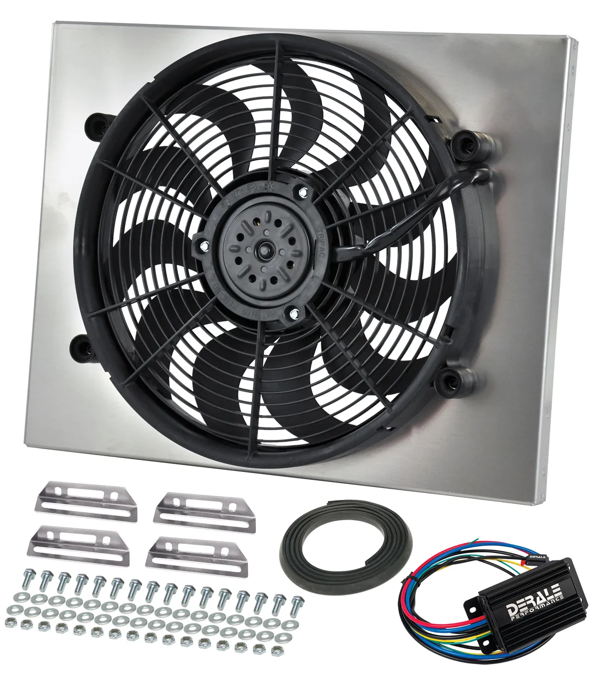 Derale 66821 High Output Single 17 Electric RAD Fan/Alum Shroud Kit w/ PWM Controller product image