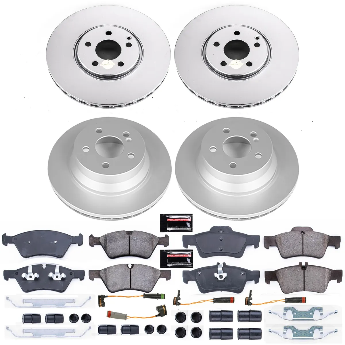 Z23 Sport Geomet Coated Rotor Kit For European Vehicles: Genuine Geomet Fully Coated Rotors; Carbon-Fiber Ceramic Pads W/Hardware; Pad Sensors product image