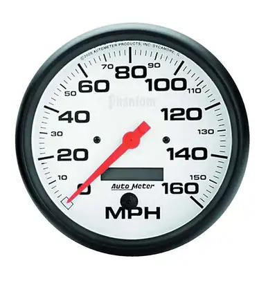 AutoMeter Gauge, Speedo, 5", 160mph, Elec. Program w/ LCD odo, Phantom