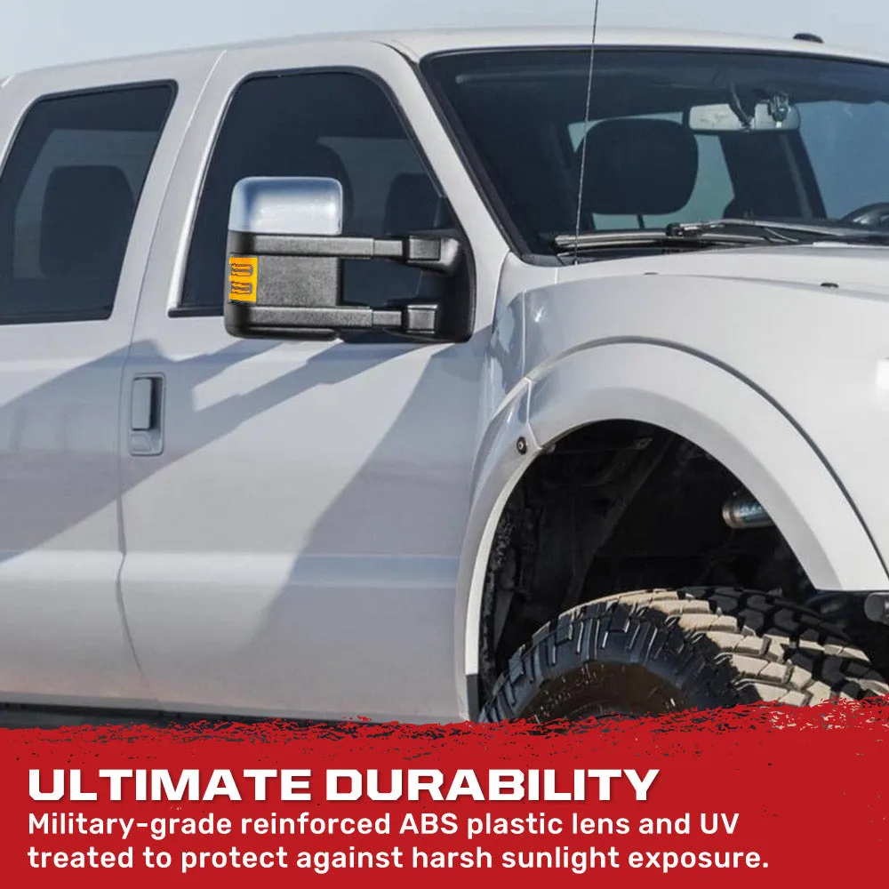 Ford 08-16 F250f350 Superduty Side Mirror Lenses 2-Piece Set w Ultra High-Power Amber Oled Running Lights Ultra High-Power Amber Scanning Oled Turn Signals - Smoked Lens product image