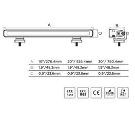Go Rhino 750002014CBS Flash Series - 20 Multi-Function Slim LED Light Bar - White/Amber/Red product image