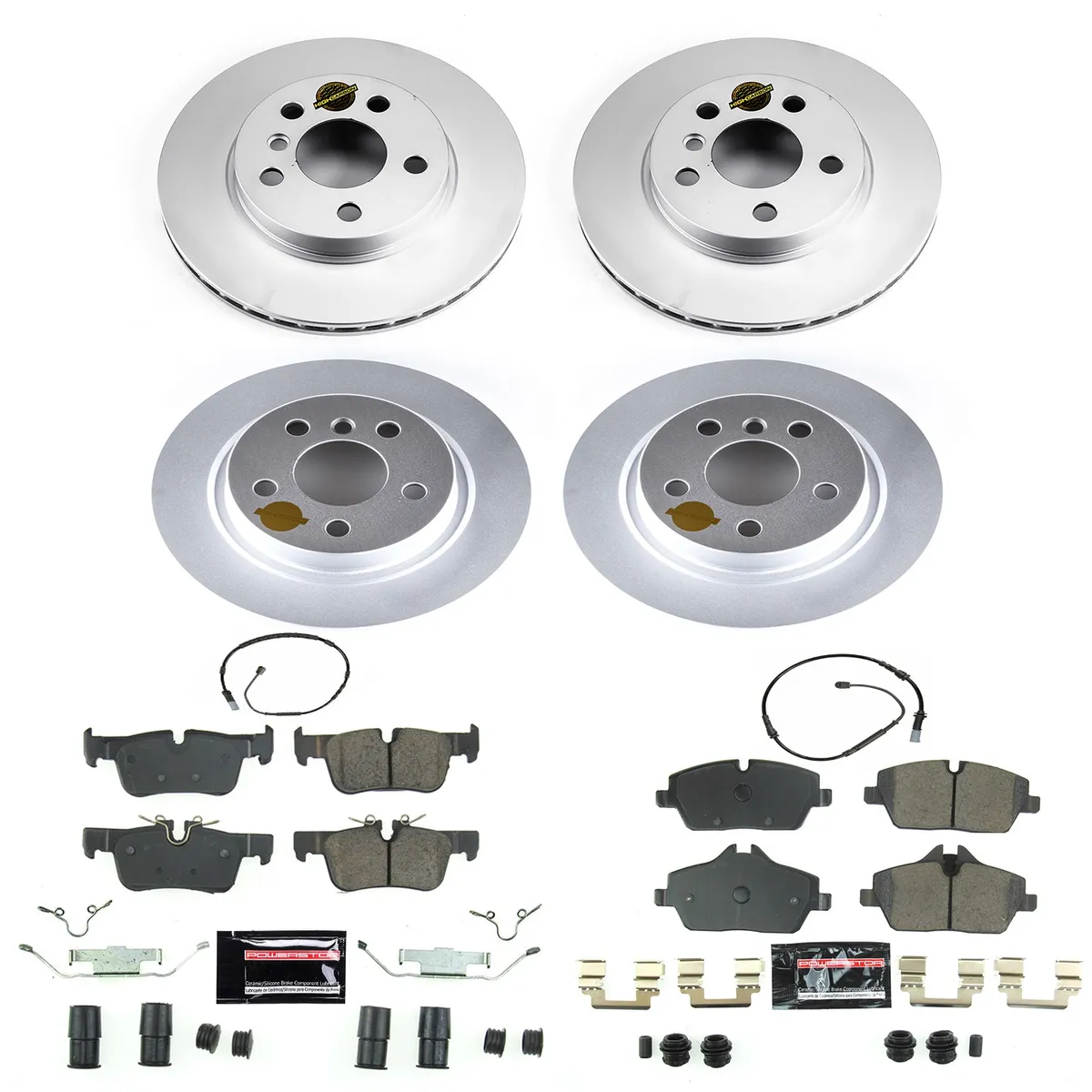 Z23 Sport Geomet Coated Rotor Kit For European Vehicles: Genuine Geomet Fully Coated Rotors; Carbon-Fiber Ceramic Pads W/Hardware; Pad Sensors product image