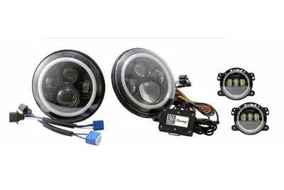Quake LED Quake LED - Qte781 - 7 Inch 45 Watt Jeep Jk/Cj/Tj High/Low Headlight/30 Watt Fog Light RGB HD Accent Tempest Series For 1975-1983 Jeep Cj5