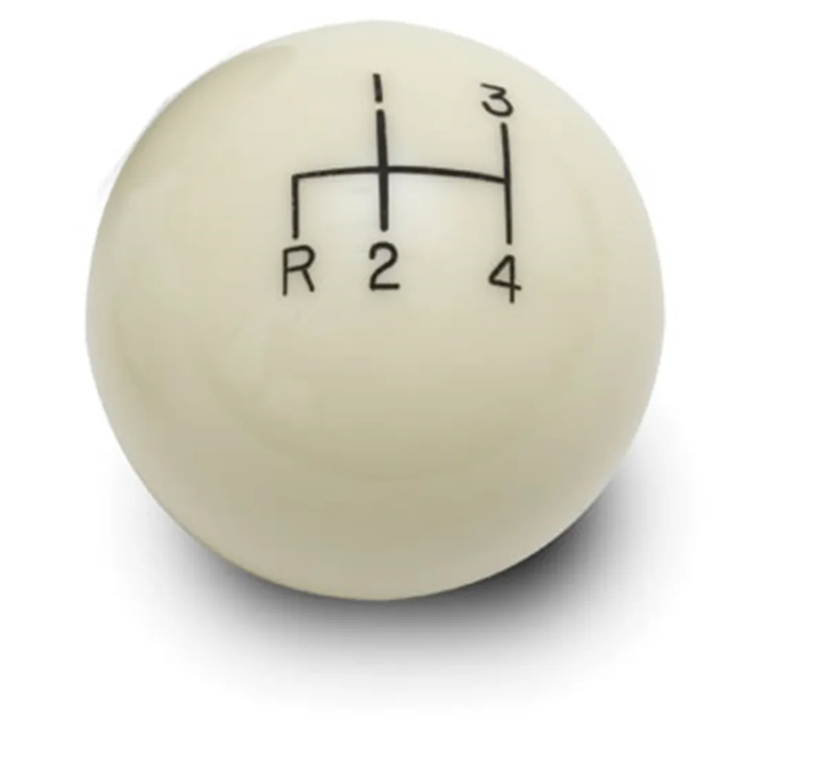 Manual Transmission Shifter Knob; For Lokar Shifters Only; 4 Speed; Reverse Down Left; 2 in. Knob; Billet Aluminum; Ivory; product image