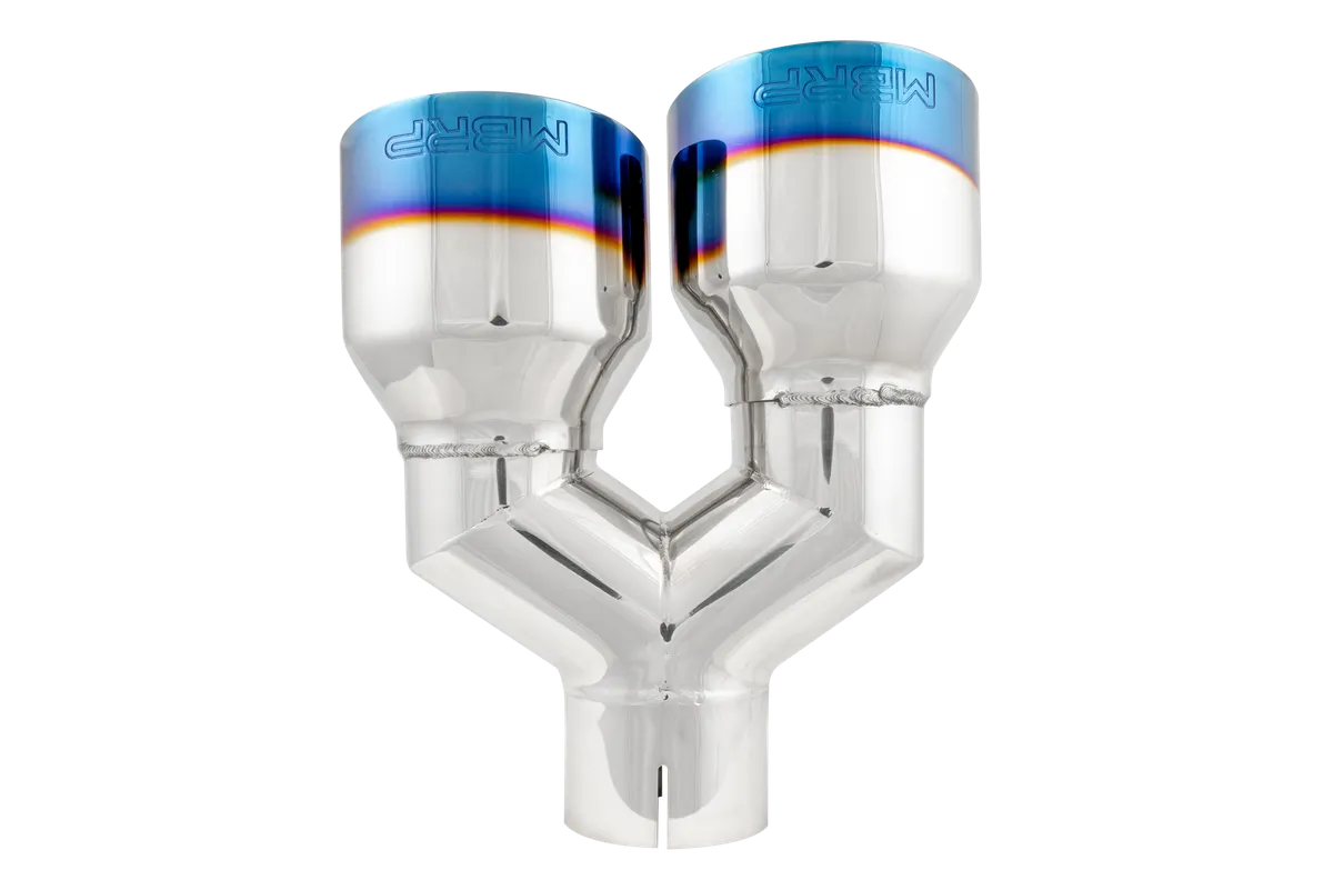 Armor Pro Burnt End Tip; T304 Stainless Steel; 2.5 in. Inlet; Dual 4 in. OD. Out; Single Wall; 9.55 in. Length; product image