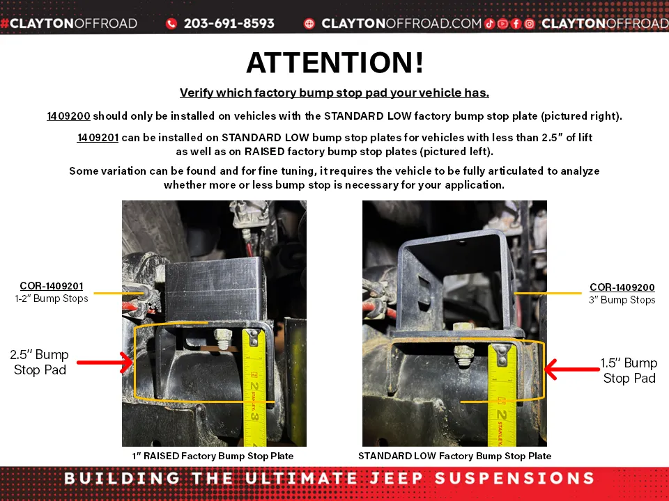 Jeep Wrangler 3 Inch Rear Bump Stops 2018+ JL Clayton Off Road product image