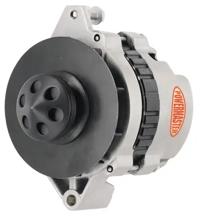 Power Master Alternator; CS130; Straight Mounting; 140 Amp; 95 Idle; 1 Groove V Type Pulley; Polished;