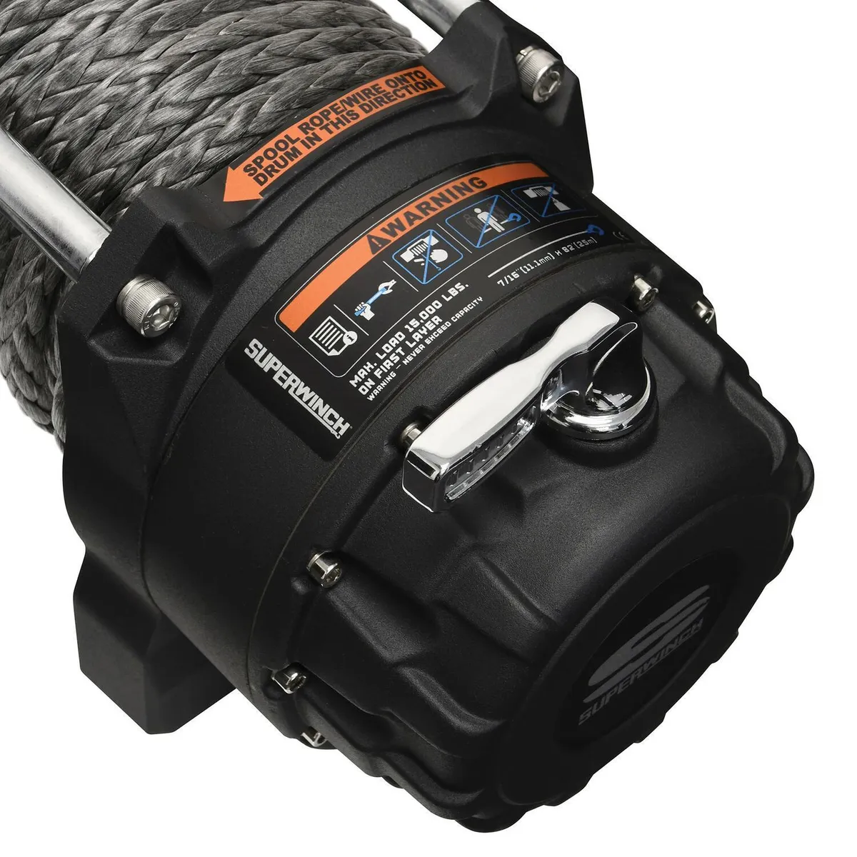Tiger Shark 15000SR 15000lb 12V DC Winch with Synthetic Rope Black - 1515001 product image
