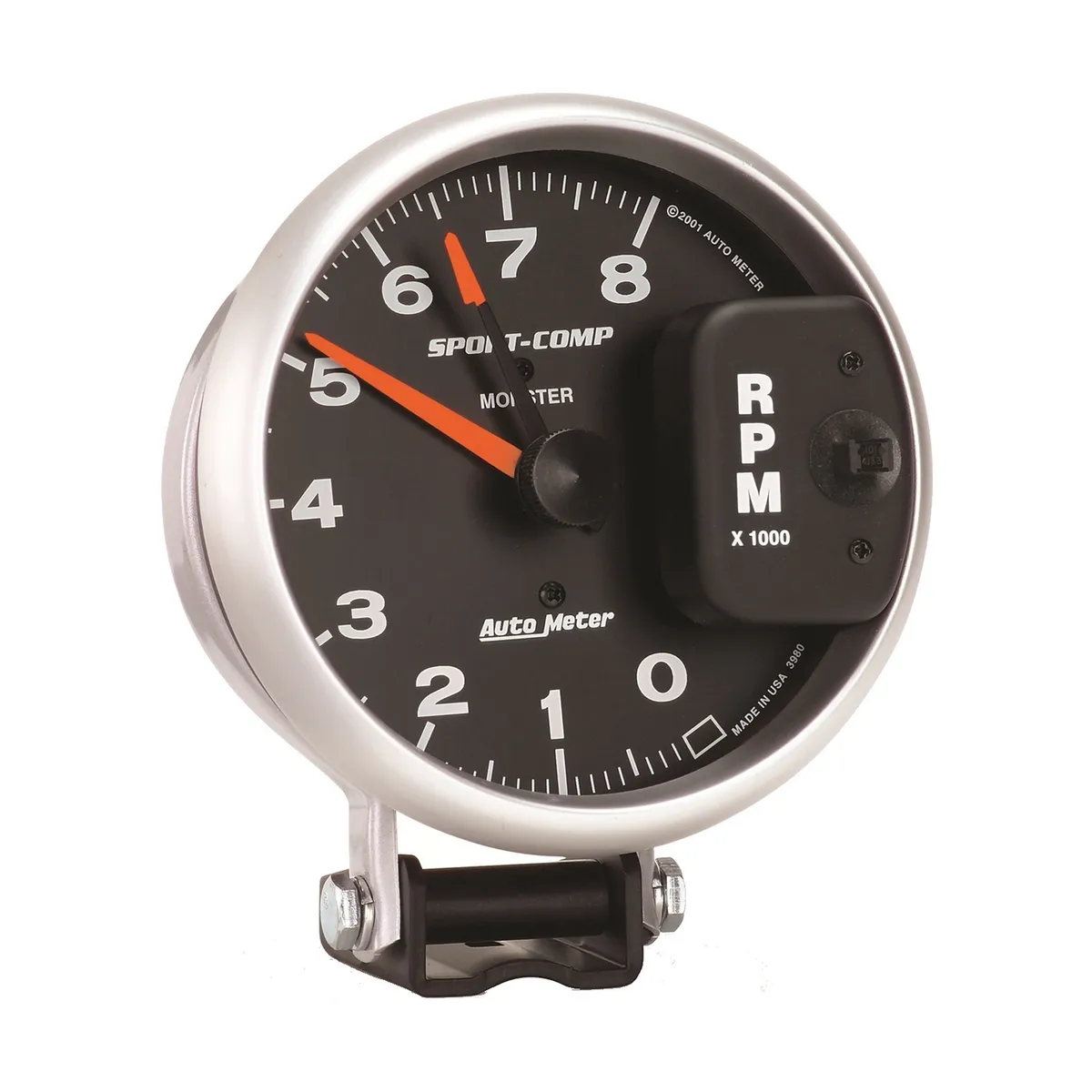 Gauge, Tachometer, 5", 8k RPM, Pedestal w/ Red Line, Sport-Comp product image