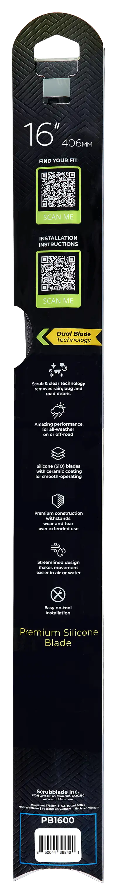 Scrubblade Scrubblade - 16 410mm Black Edition Silicone Wiper Blade - PB1600