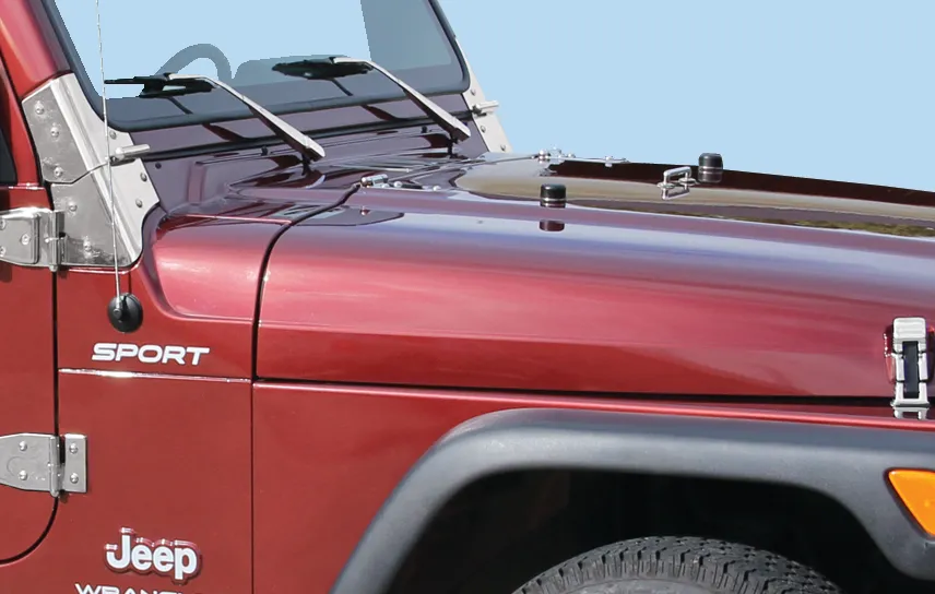 Jeep TJ/JK Windshield Tie Down Kit 97-18 Wrangler TJ/JK Polished Silver Kentrol product image