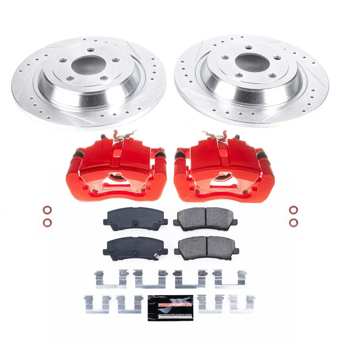 Z23 Evolution Sport Upgrade Kit: Drilled/Slotted Rotors; Carbon-Fiber Ceramic Pads; Powder Coated Calipers product image
