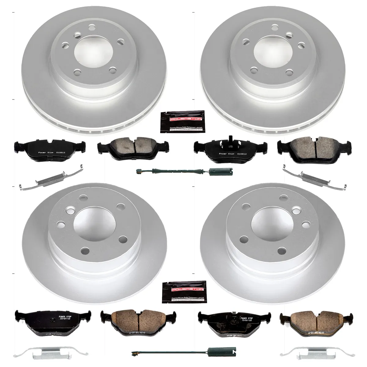 Z23 Sport Geomet Coated Rotor Kit For European Vehicles: Genuine Geomet Fully Coated Rotors; Carbon-Fiber Ceramic Pads W/Hardware; Pad Sensors product image