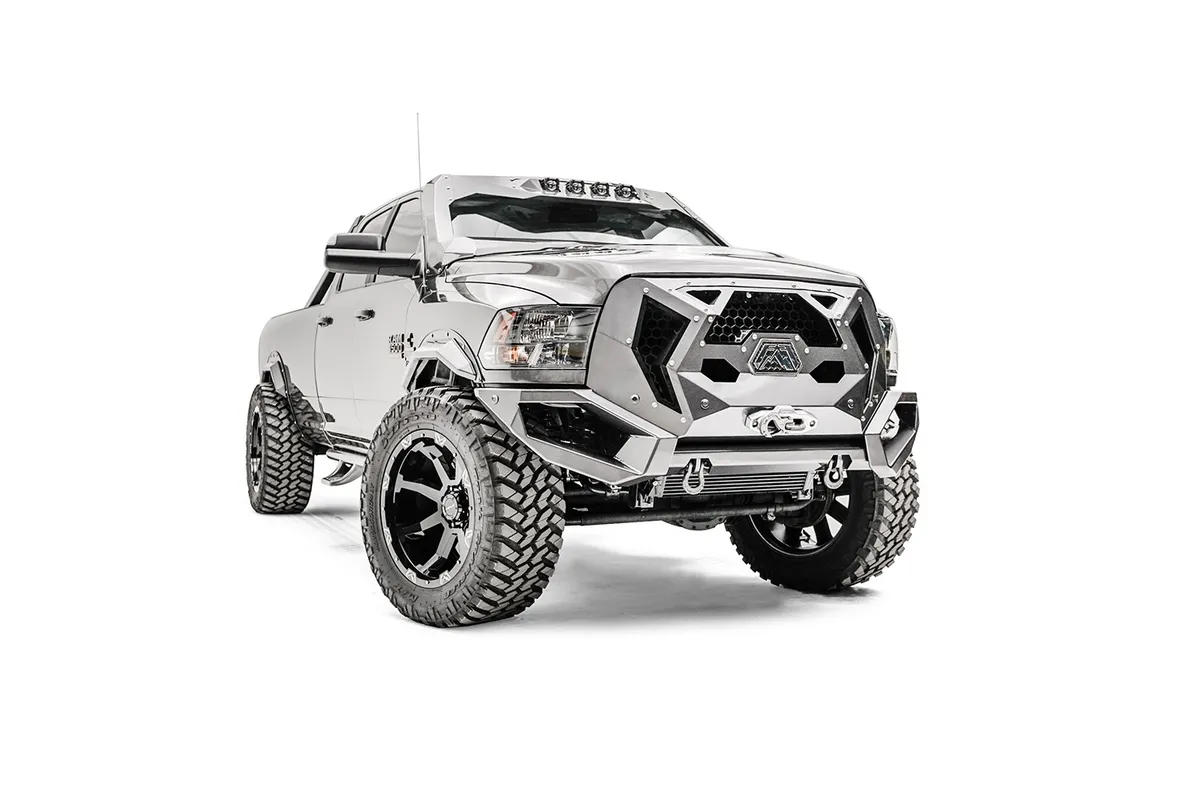 Grumper Grill/Front Bumper; 2 Stage Black Powder Coated; Combines Both Grille And Bumper; product image