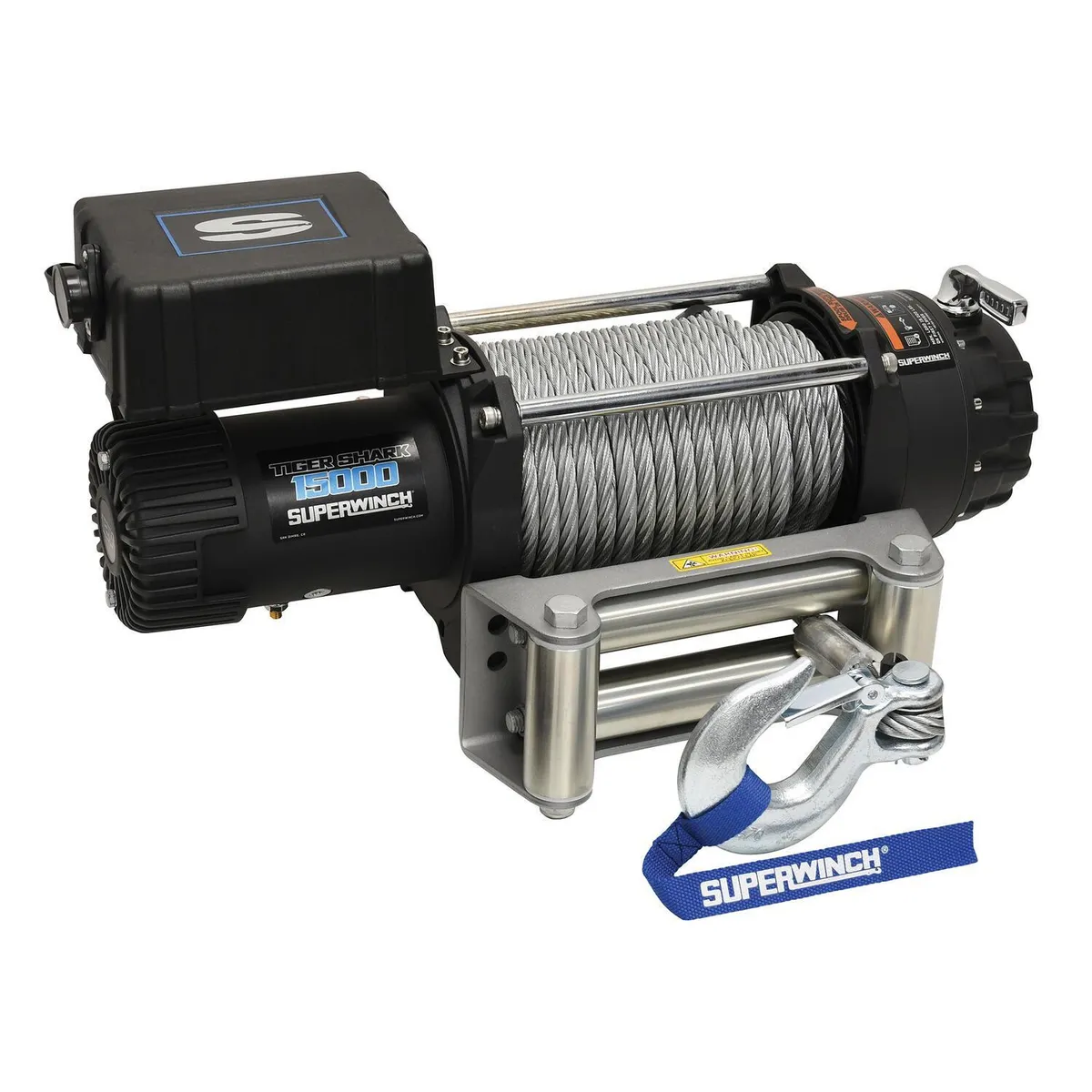 Tiger Shark 15000 15000lb 12V DC Winch with Steel Wire Rope Black - 1515000 product image