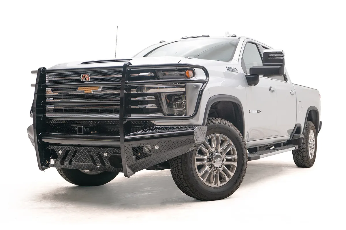 Black Steel Front Ranch Bumper; w/Full Guard And Tow Hooks; Steel; Black; product image