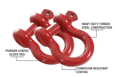 Overland Vehicle Systems 19010204 Recovery Shackle 3/4 Inch 4.75 Ton Red - Sold In Pairs Overland Vehicle Systems