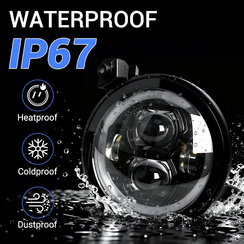 "9"" LED RGB Jeep Headlights with White Halo for 2018-2026 Wrangler JL & Gladiator JT" product image