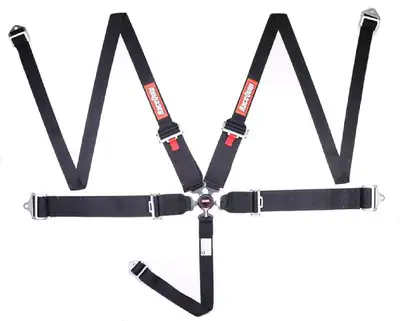Racequip Camlock 5 Point Hans Auto Racing Harness Set; Pulldown Lap; Sfi 16.1 Seat Belt Set; Black