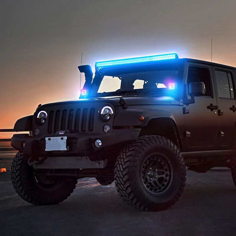 "52"" Rgbw Dual Row LED Light Bar & 2 RGB Pods & All Brackets For 2007-2018 Jeep Wrangler Jk" product image