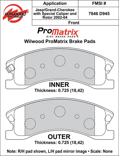 Wilwood Brakes 1999 - 2004 Jeep Original Equipment Pads - 150-D0945K