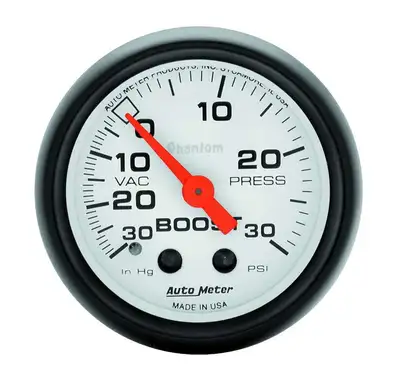 AutoMeter Gauge, Vac/Boost, 2 1/16", 30inHg-30psi, Mechanical, Phantom