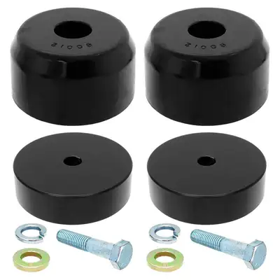 aFe Power Bump Stop Kit 07-18 Wrangler JK Front Includes Billet Aluminum Spacers Urethane Bump Stops Hardware RockJock 4x4