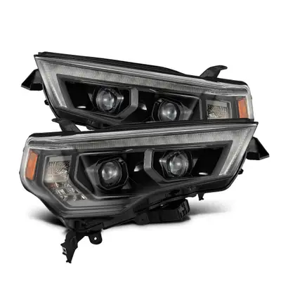 AlphaRex 2014 2020 Toyota 4Runner LED Projector Headlights Black w Activation Sequential Signal and Switchback DRL