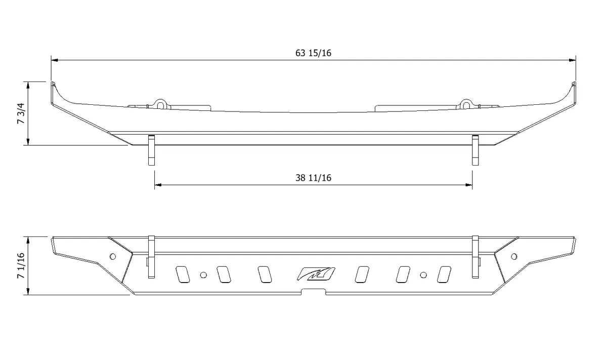 Motobilt Crusher Rear Bumper - Bare Steel - JL product image