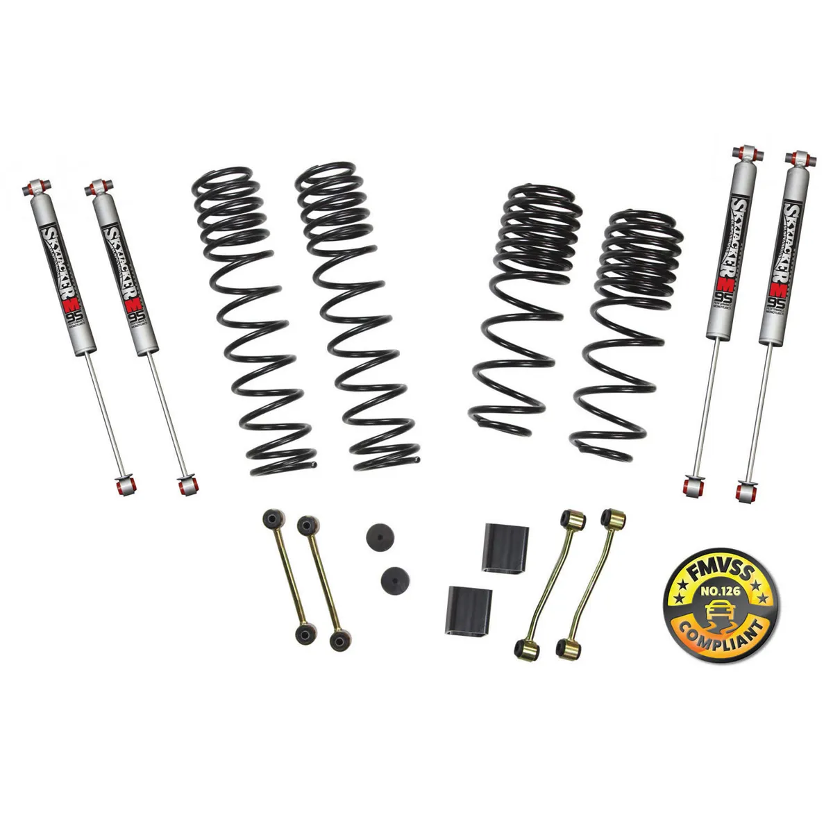 Long Travel Series Suspension Lift Kit w/Shocks 2-2.5 Inch Lift 18-19 Jeep Wrangler Sport 18-19 Jeep Wrangler Sport S Incl. Long Travel Coil Springs Extended Sway Bar Links Bump Stop Extensions Long Travel M95 Monotube Shocks Skyjacker product image