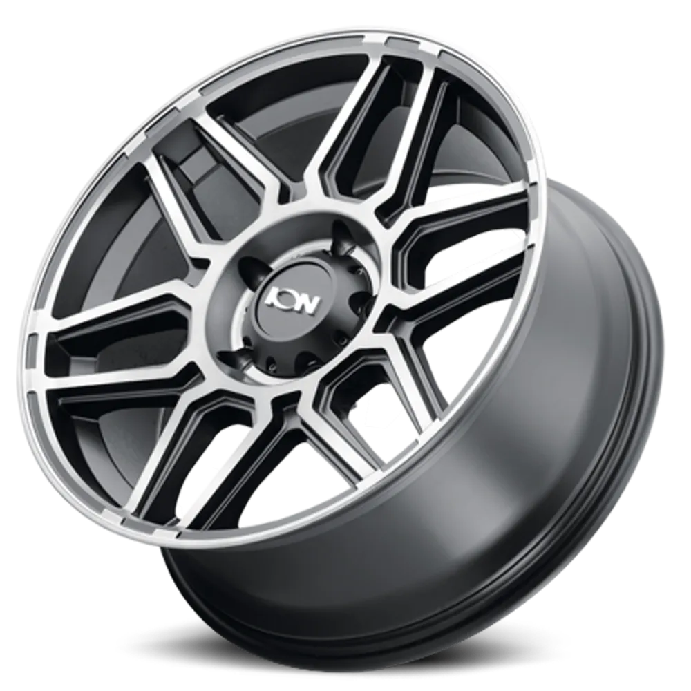Ion Alloy Cast Aluminum Wheels 146 MB 20x9 Machined Dark Tint Matte Black 8 On 165.1 Bolt Pattern 18 Offset ION Wheels