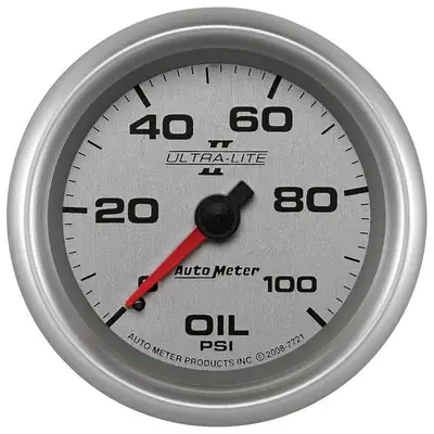 AutoMeter Gauge, Oil Pressure, 2 5/8", 100psi, Mechanical, Ultra-Lite II