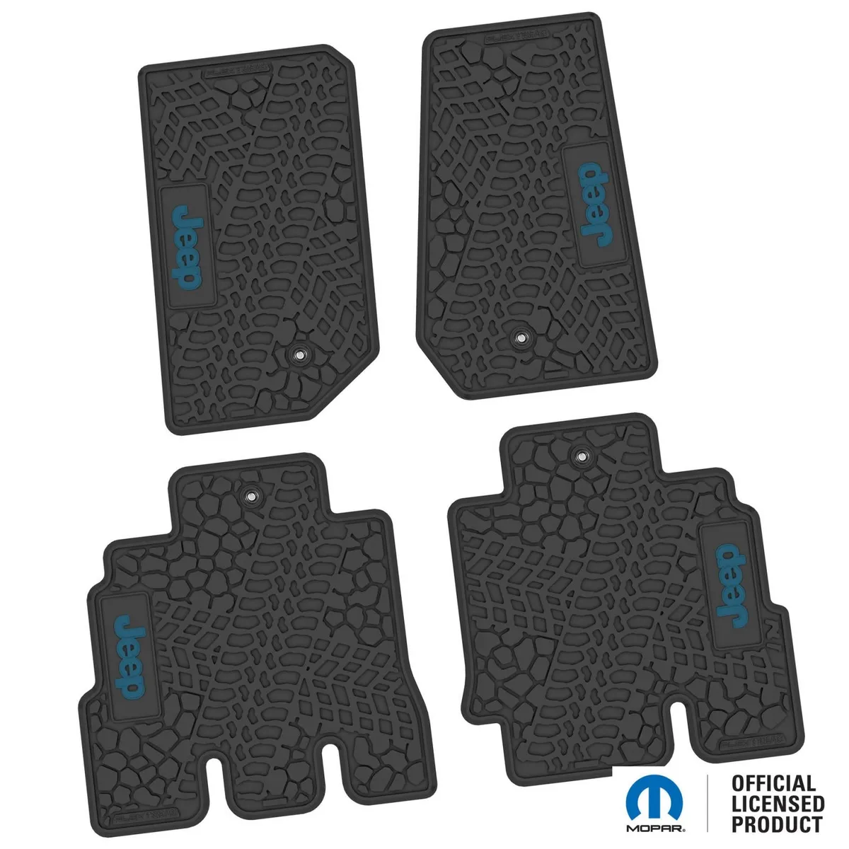 07-13 Jeep JKU 4 Dr Front and Rear -Tire Tread/Scorched Earth Scene w/ JEEP Insert - Black w/ Red Insert product image