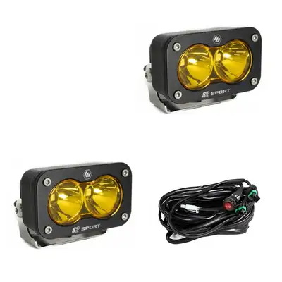 Baja Designs LED Work Light Baja Amber Lens Spot Pattern Pair S2 Sport Baja Designs