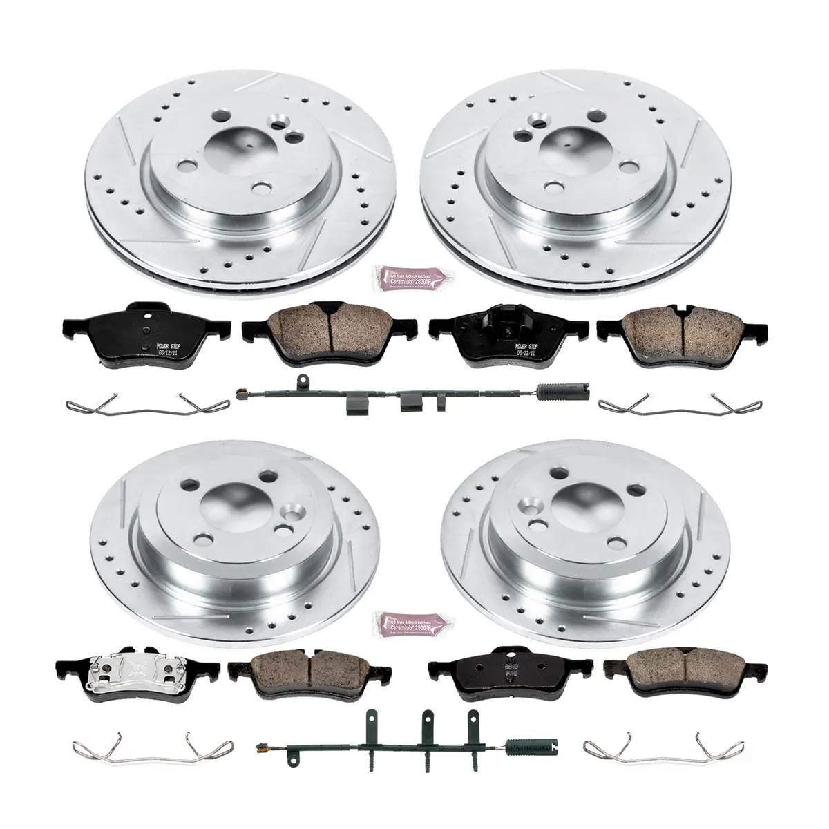 Z23 Evolution Sport Upgrade Kit: Drilled/Slotted Rotors; Carbon-Fiber Ceramic Pads W/Hardware; Pad Sensors product image